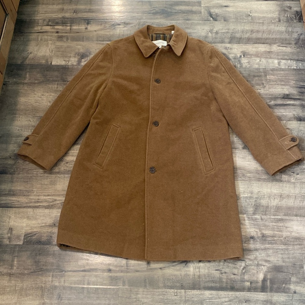 Pronto Uomo  Men's Camel Cashmere Wool Blend Long Top Coat
